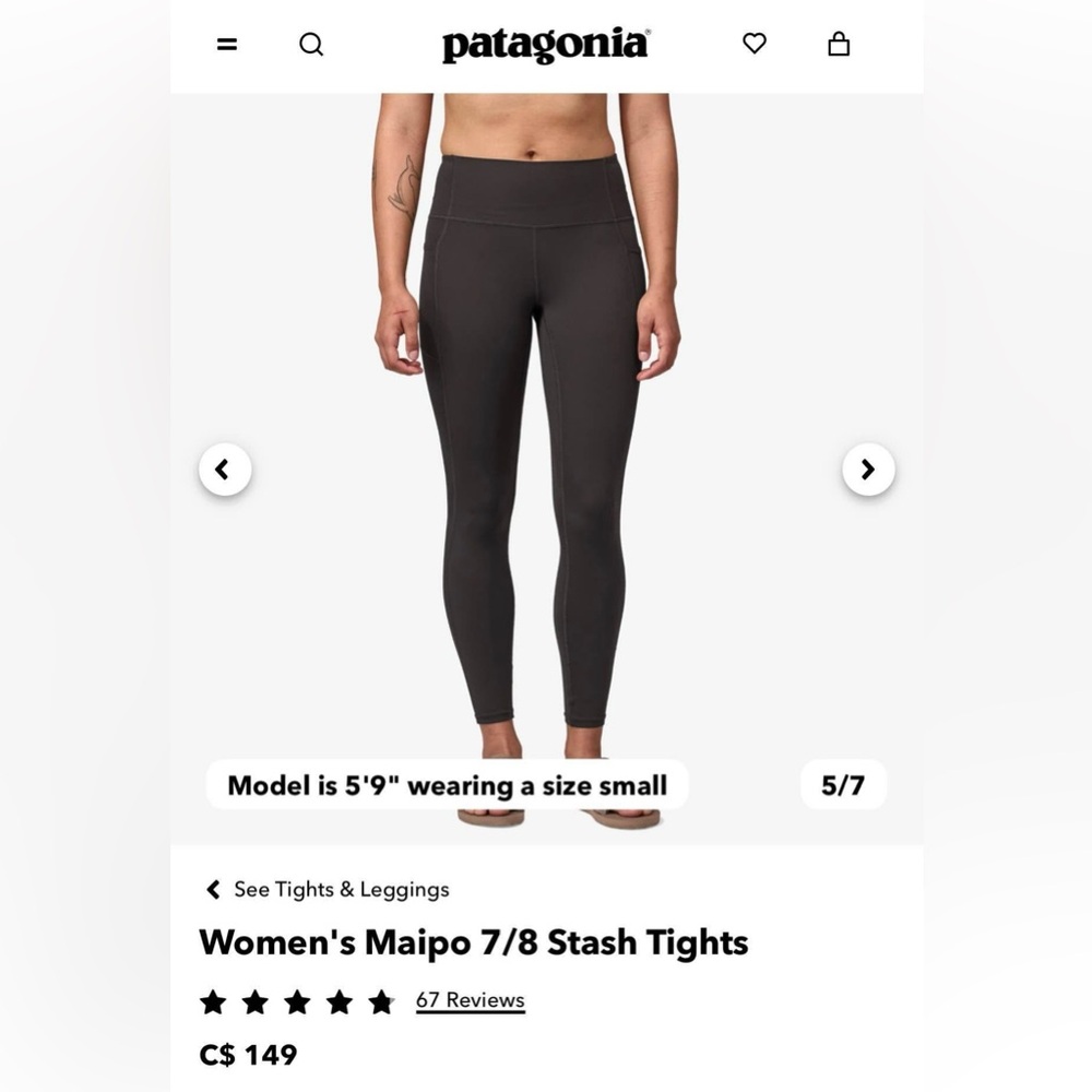 Patagonia Maipo 7/8 Stash Tights Black